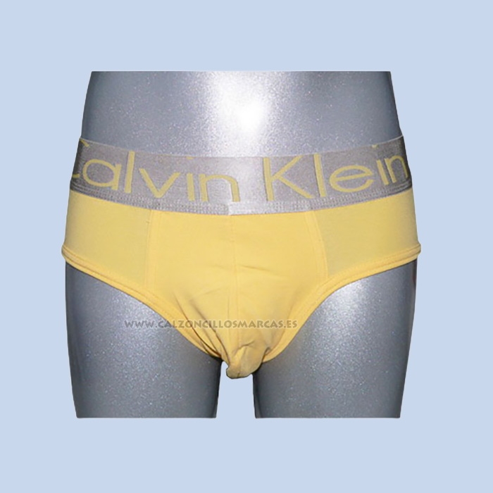 Slip Calvin Klein Hombre Steel Blateado Amarillo